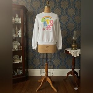 Vintage Style Care Bears Rainbow Graphic Sweatshirt | Oversized L | Cozy 80s/90s